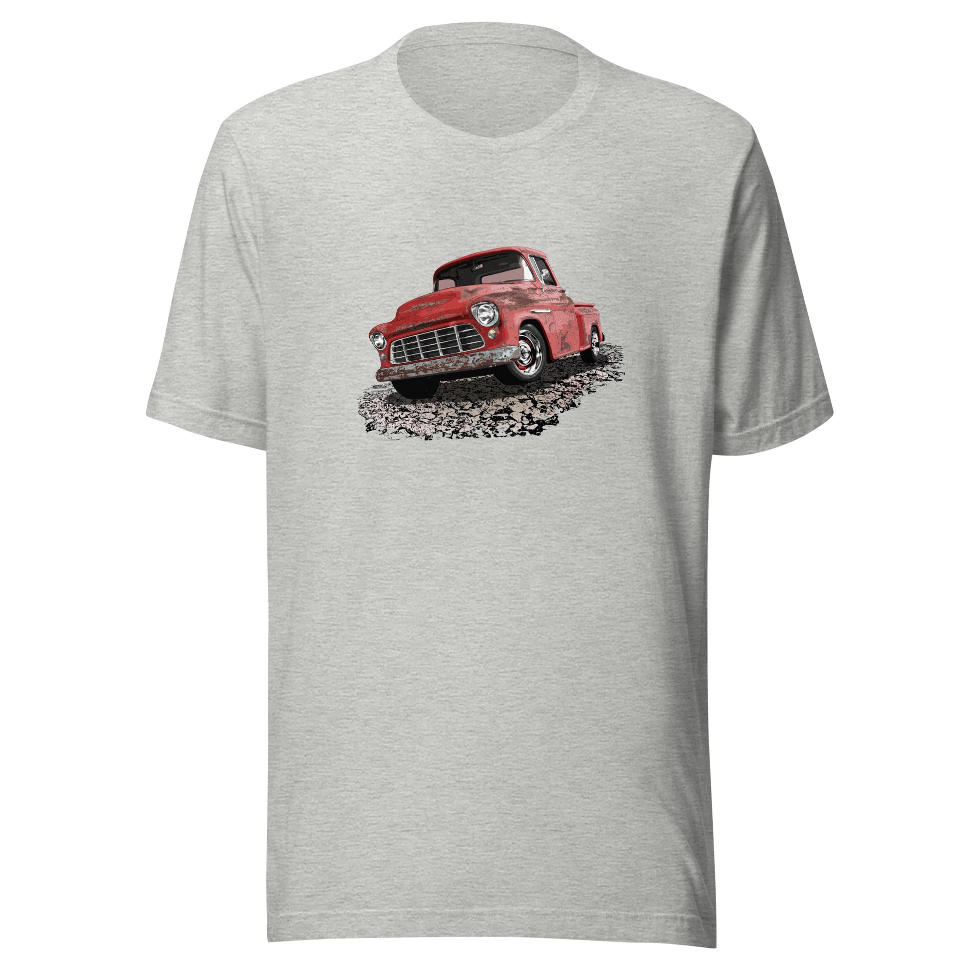 Classic truck shirt featuring rusty red 55 Chevy truck - Unisex T-shirt with rusted classic pickup