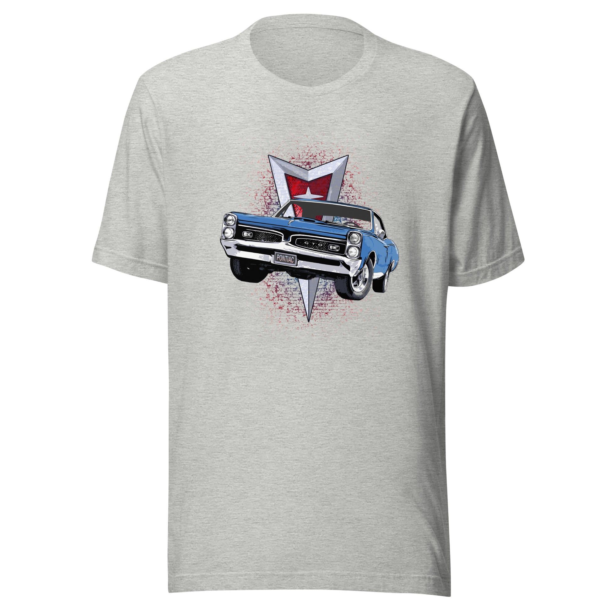 Classic car shirt featuring a blue 1967 Pontiac GTO - Unisex T-shirt - 60's muscle car