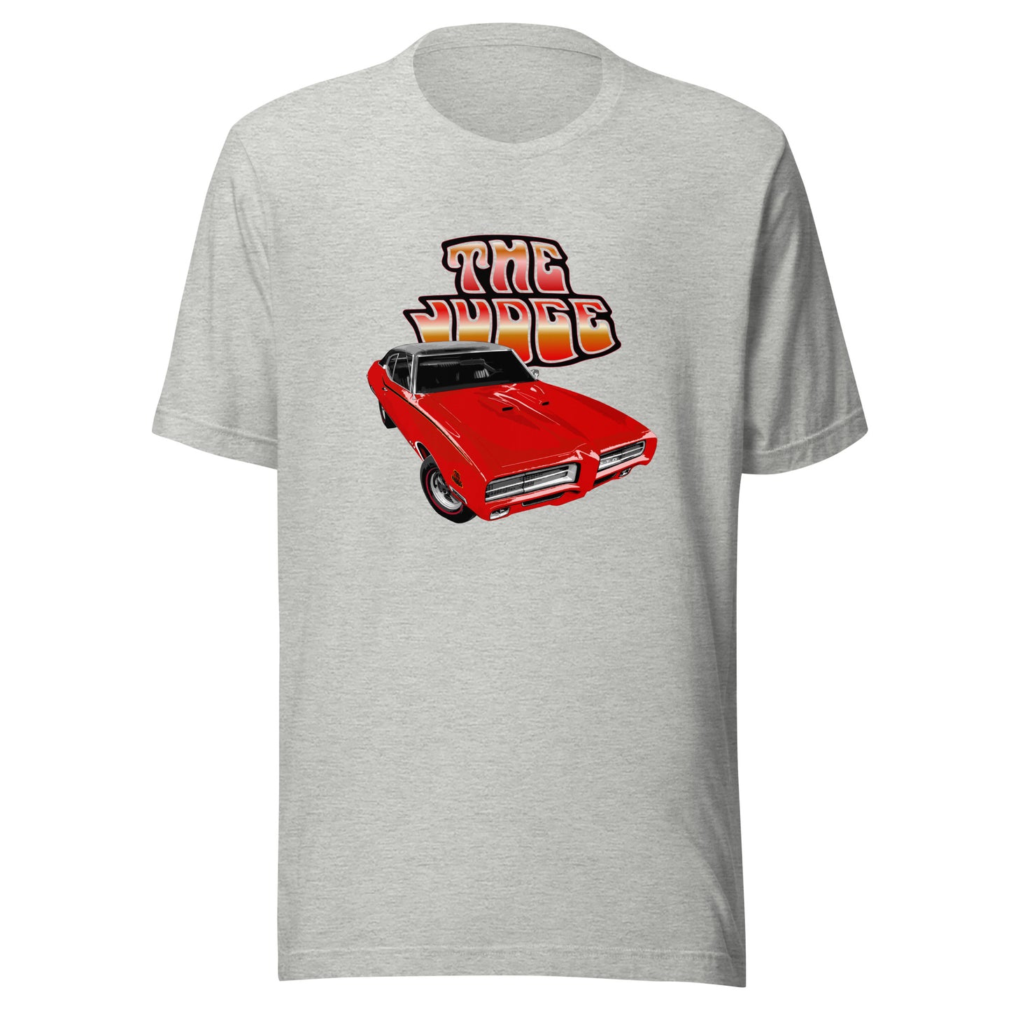 Classic car shirt depicting a red 69 Pontiac GTO Judge - Unisex T-shirt - 1969 muscle car