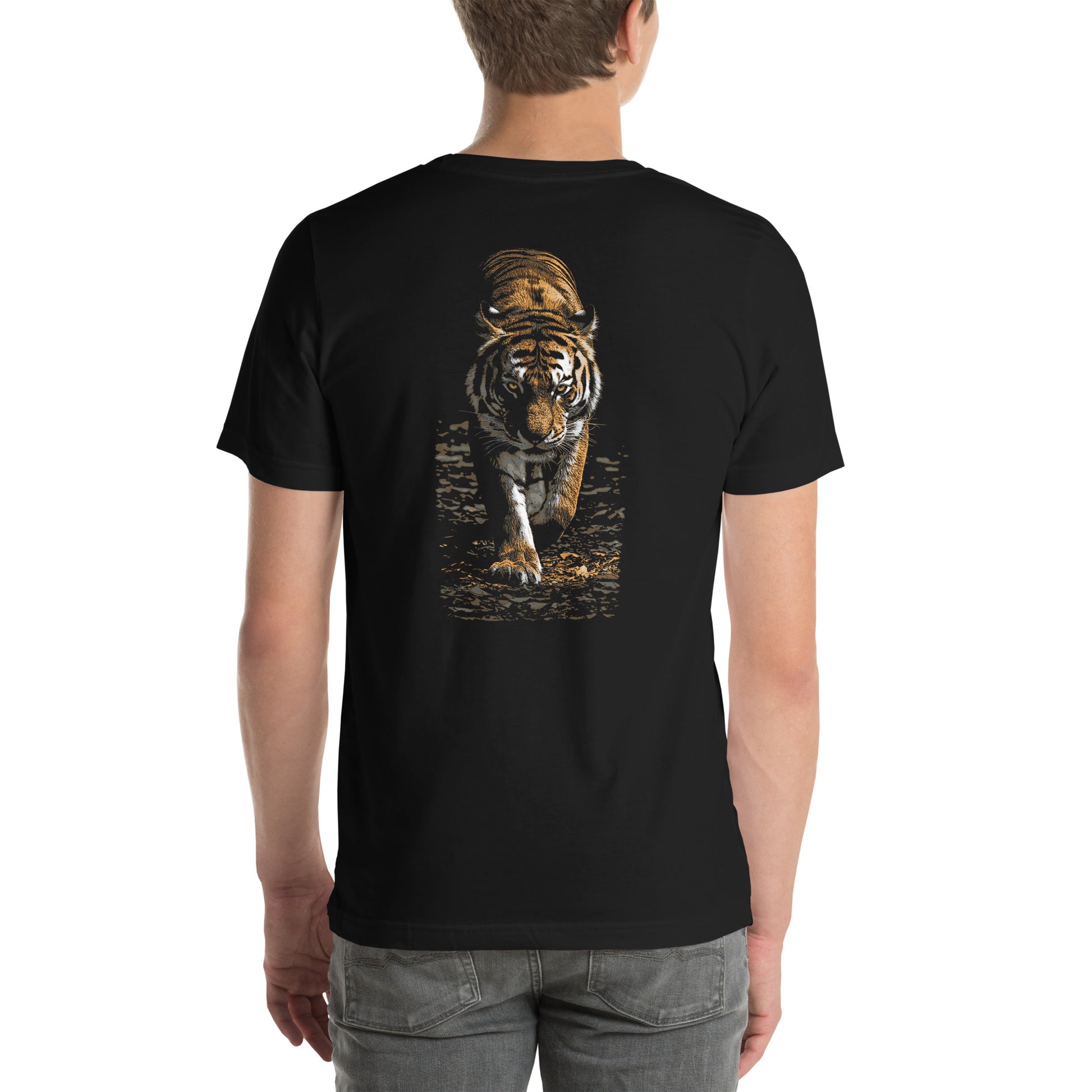 Wildlife Unisex t-shirt - Prowling Tiger Tee - Image on back - Big Cat