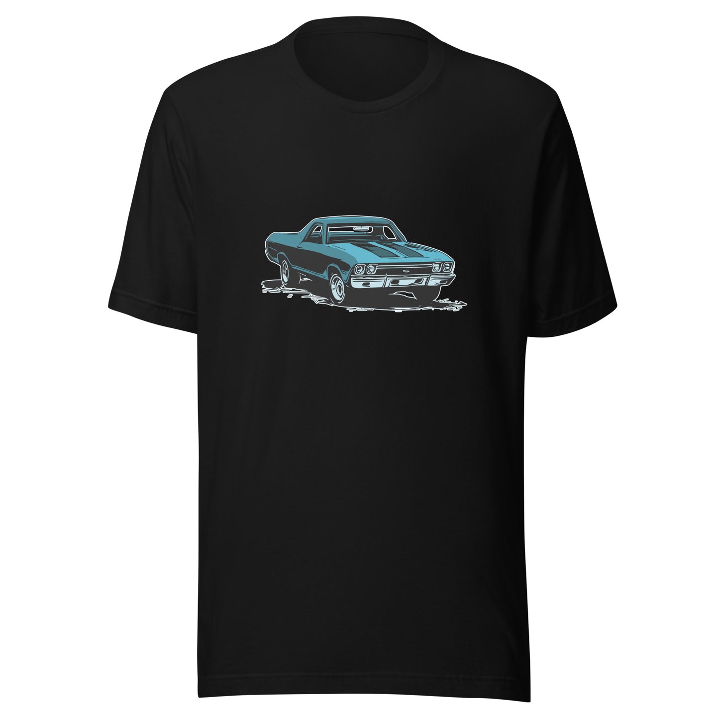 Classic car shirt featuring blue 68 El Camino - Unisex Jersey Tee - 1968 Chevy truck