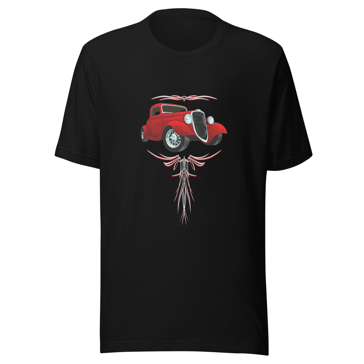 Classic car shirt featuring a Red 34 Ford Hot Rod, 30's Street Rod with Pinstripes