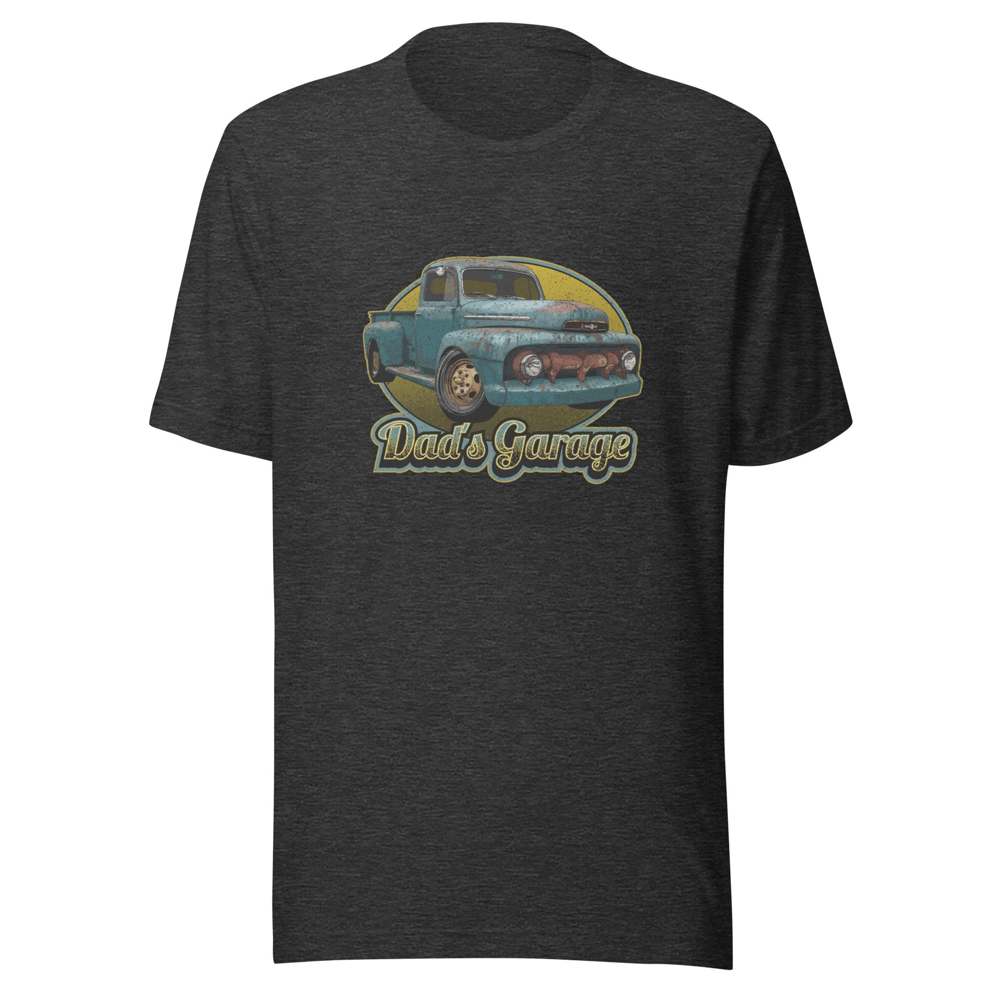 Classic Car Shirt featuring a rusty 51 Ford truck - Dad's Garage with Vintage 1951 Ford pickup