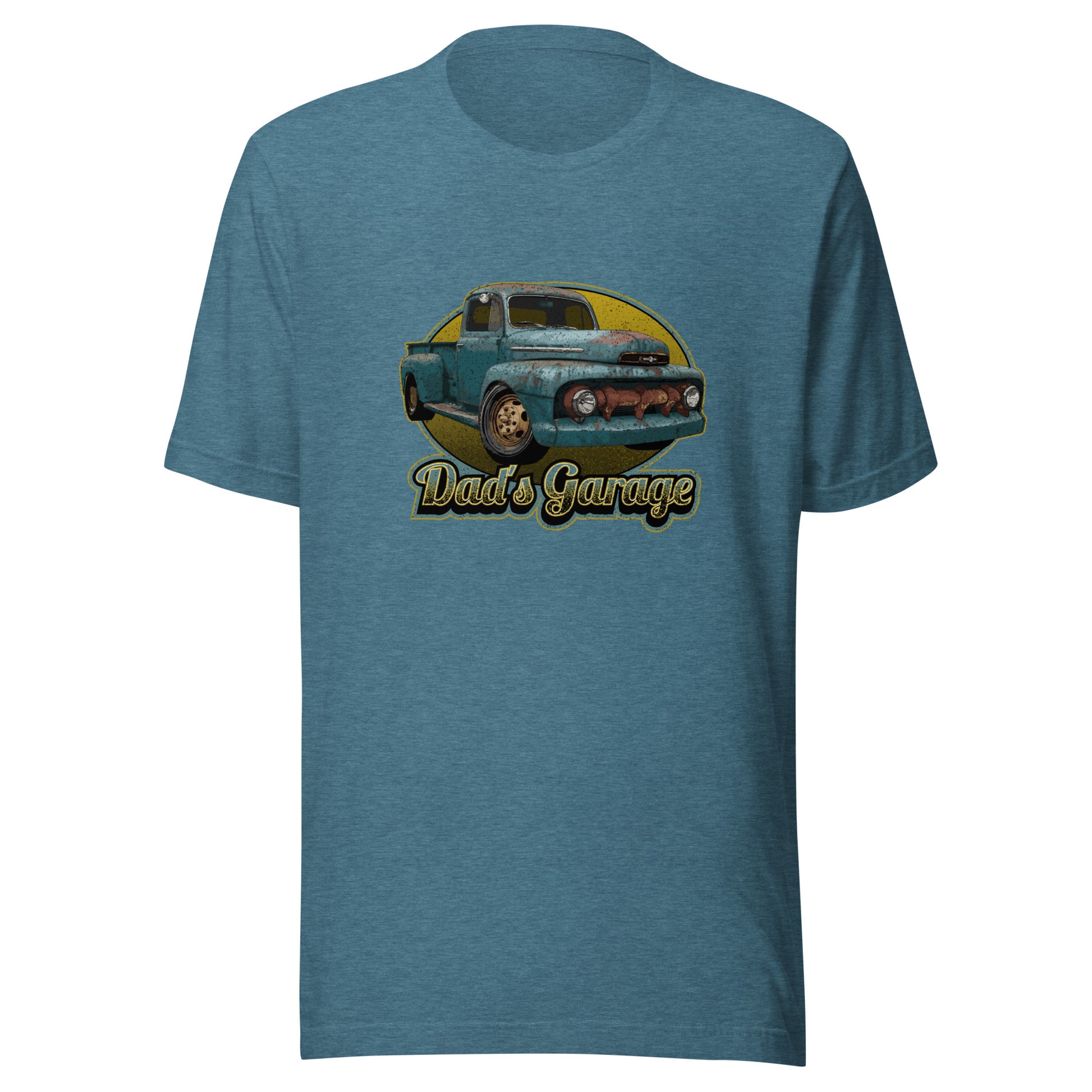 Classic Car Shirt featuring a rusty 51 Ford truck - Dad's Garage with Vintage 1951 Ford pickup