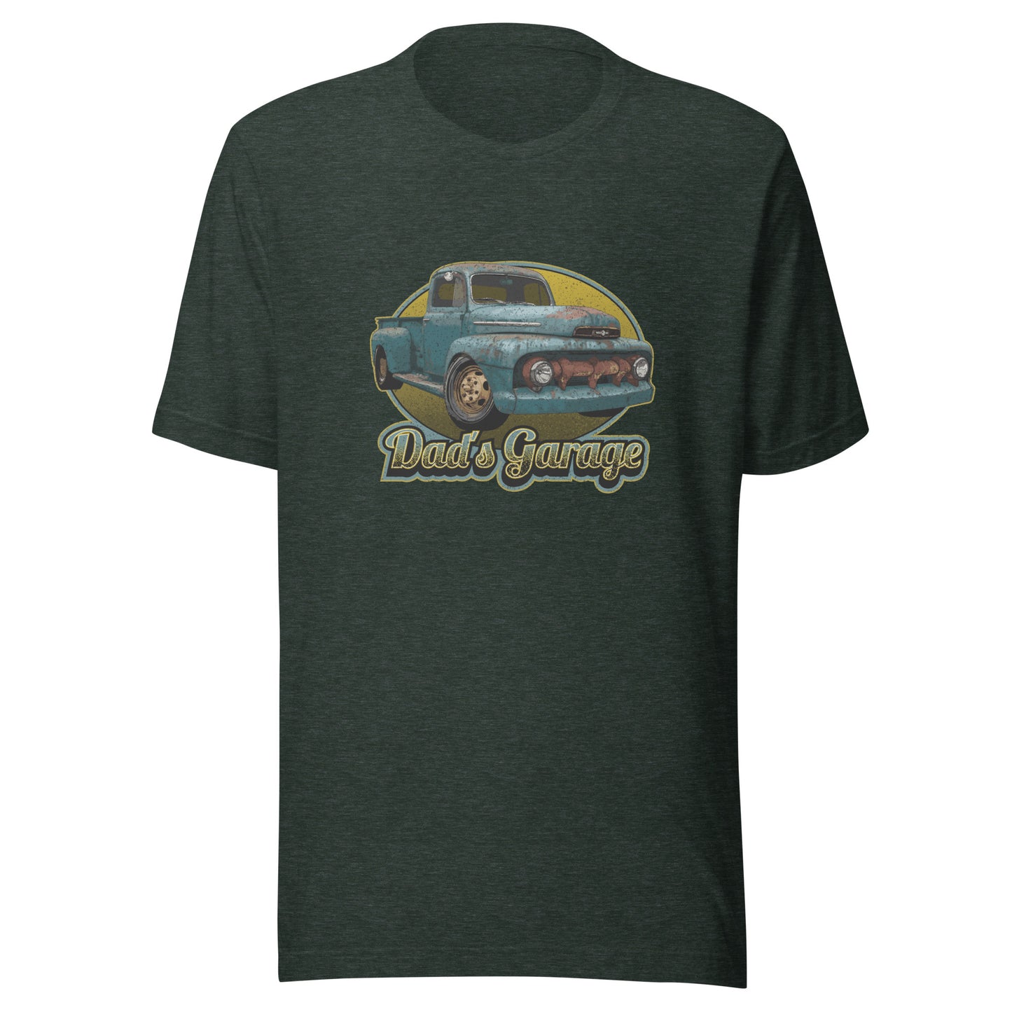 Classic Car Shirt featuring a rusty 51 Ford truck - Dad's Garage with Vintage 1951 Ford pickup