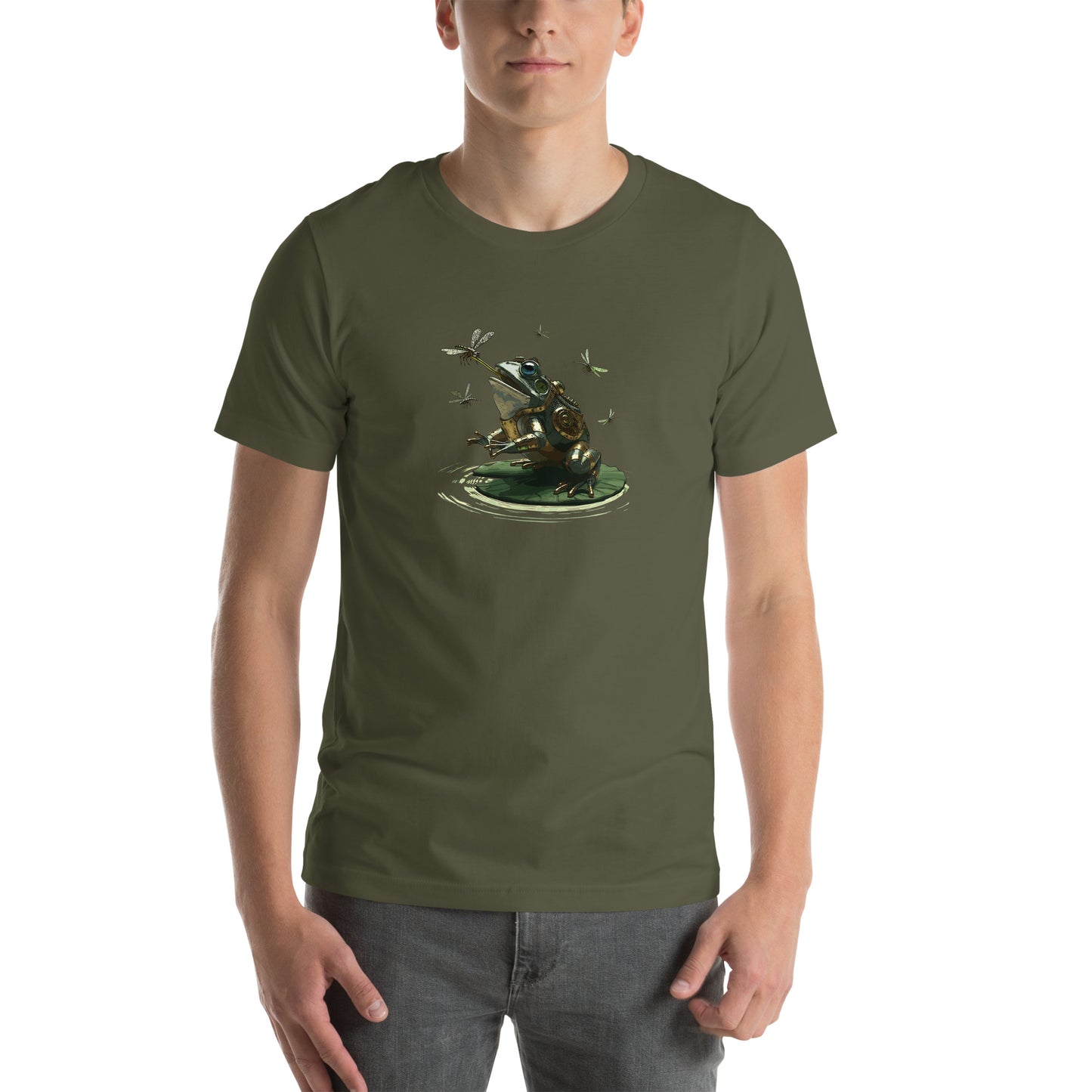 Steampunk Frog with Dragonflies Unisex t-shirt - Mechanical Bullfrog Tee