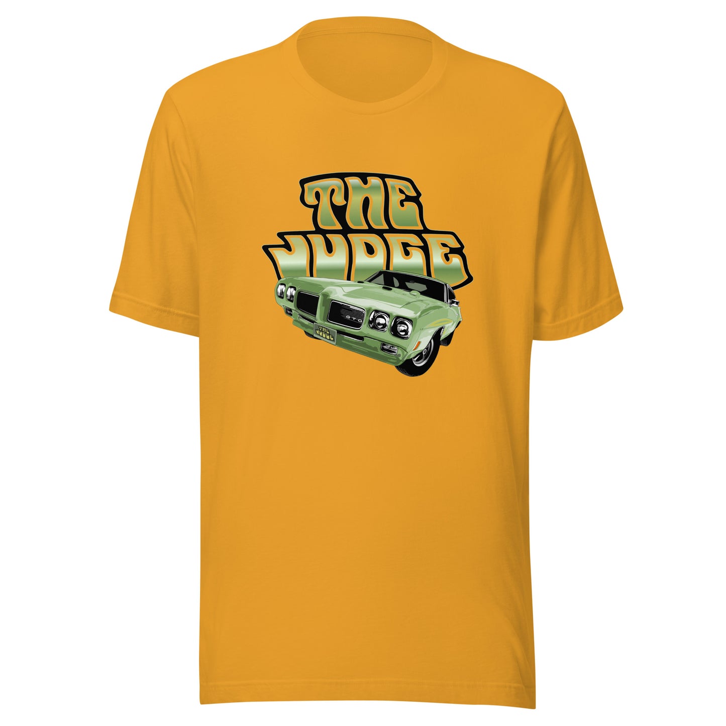 Classic car shirt featuring green 1970 Pontiac GTO Judge - Unisex T-shirt