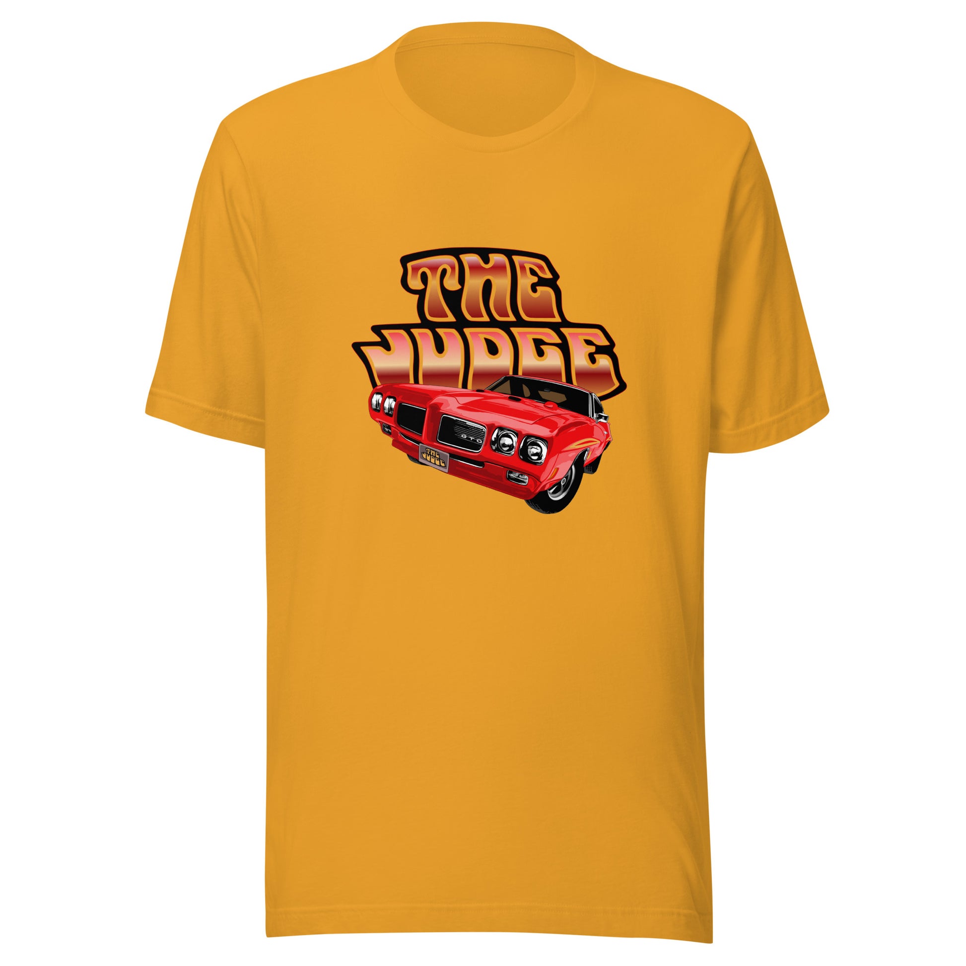 Classic car shirt featuring red 1970 Pontiac GTO Judge - Unisex T-shirt - 70 muscle car