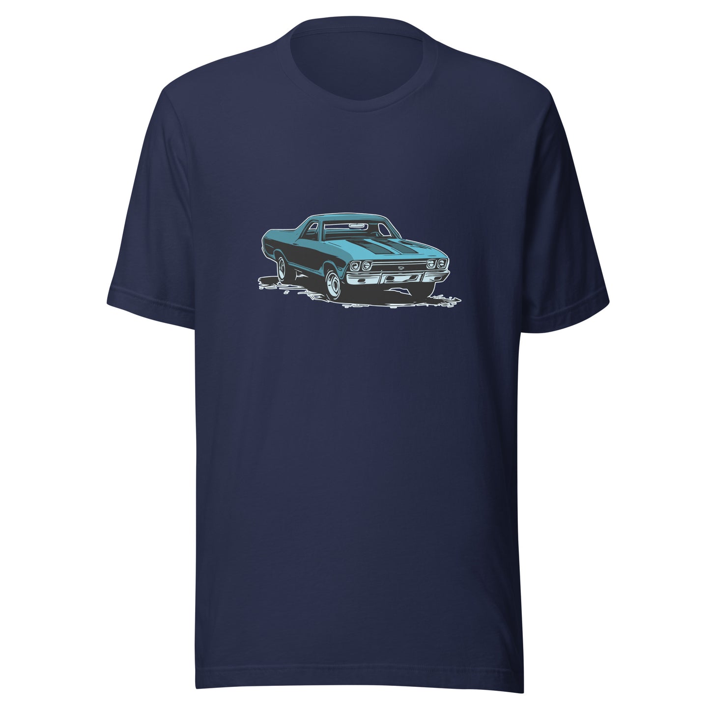 Classic car shirt featuring blue 68 El Camino - Unisex Jersey Tee - 1968 Chevy truck