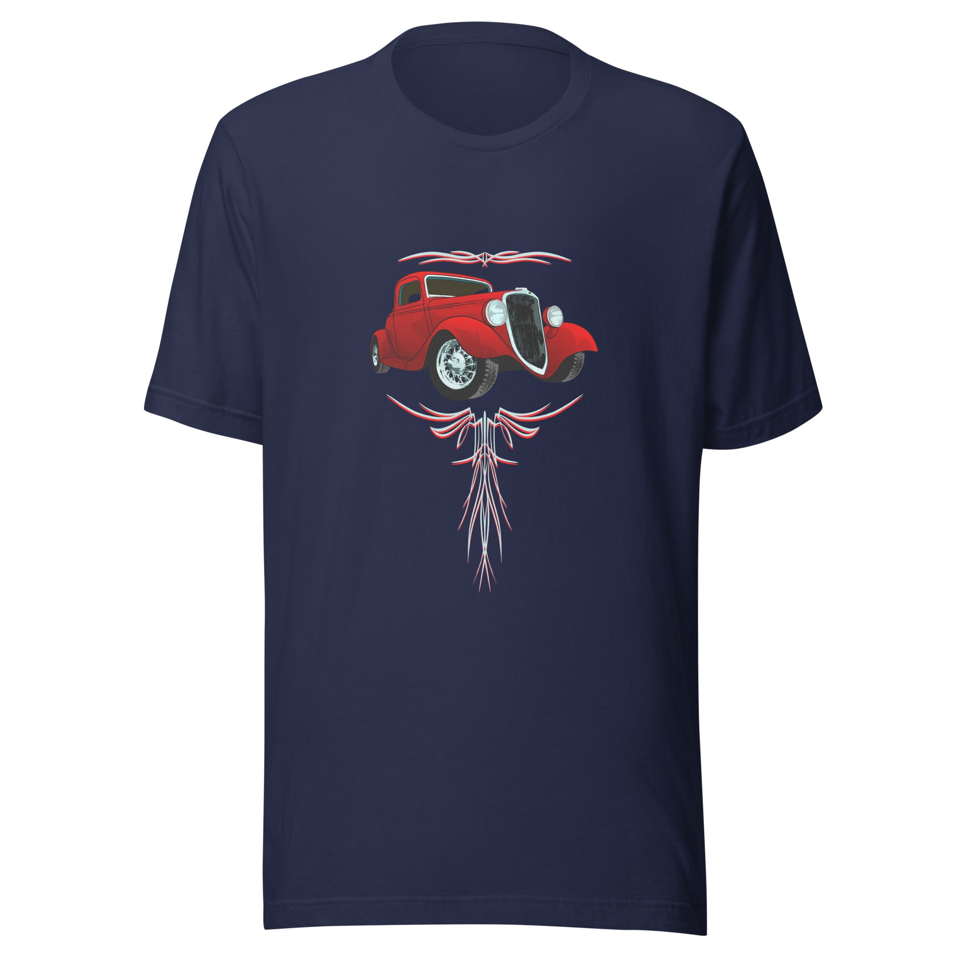 Classic car shirt featuring a Red 34 Ford Hot Rod, 30's Street Rod with Pinstripes