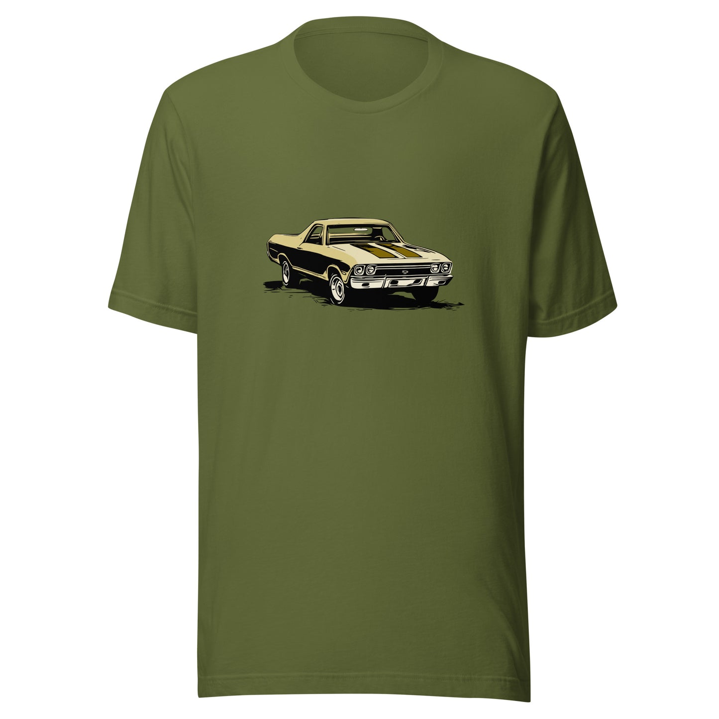 Classic car shirt featuring yellow 68 El Camino - Unisex Jersey Tee - 1968 Chevy truck