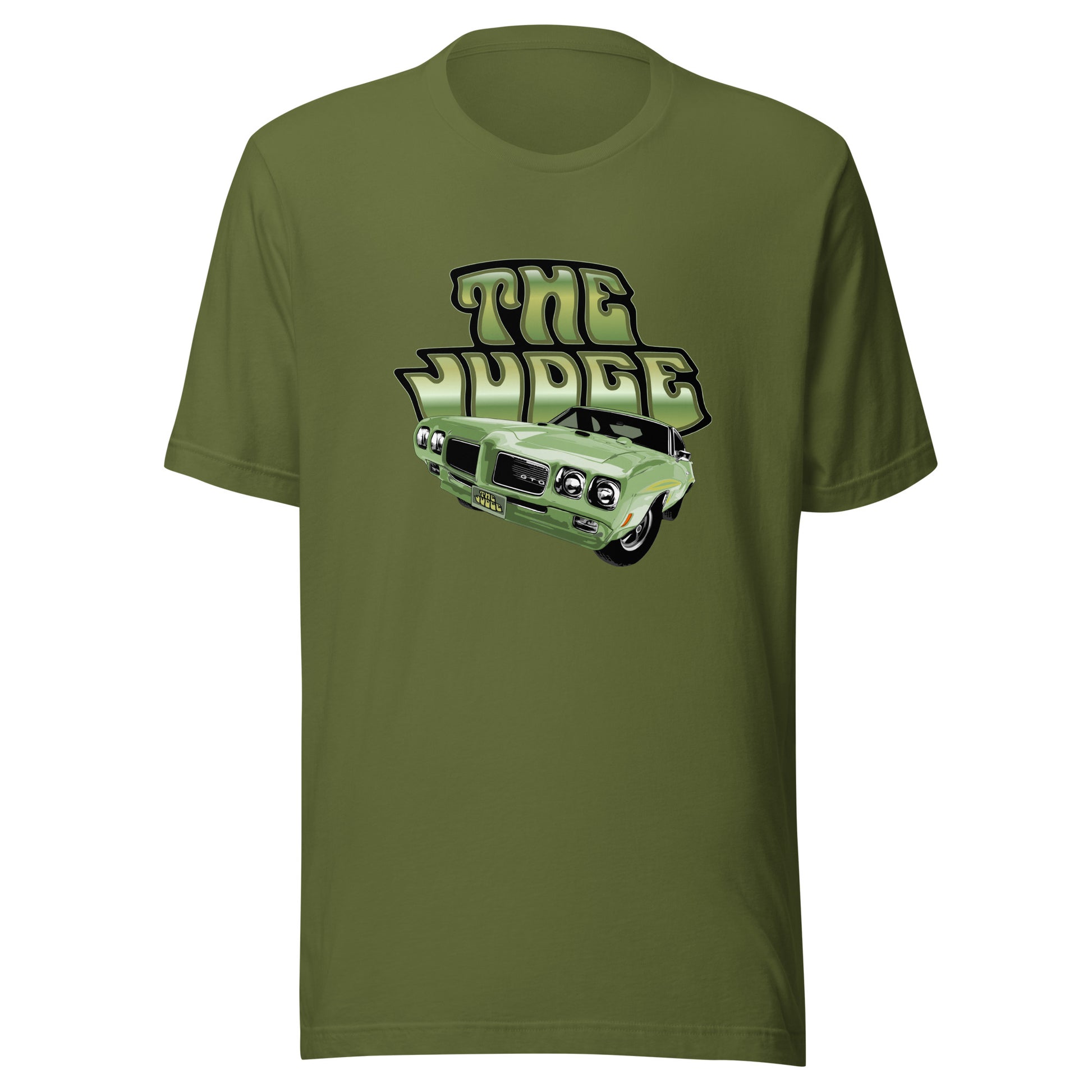 Classic car shirt featuring green 1970 Pontiac GTO Judge - Unisex T-shirt