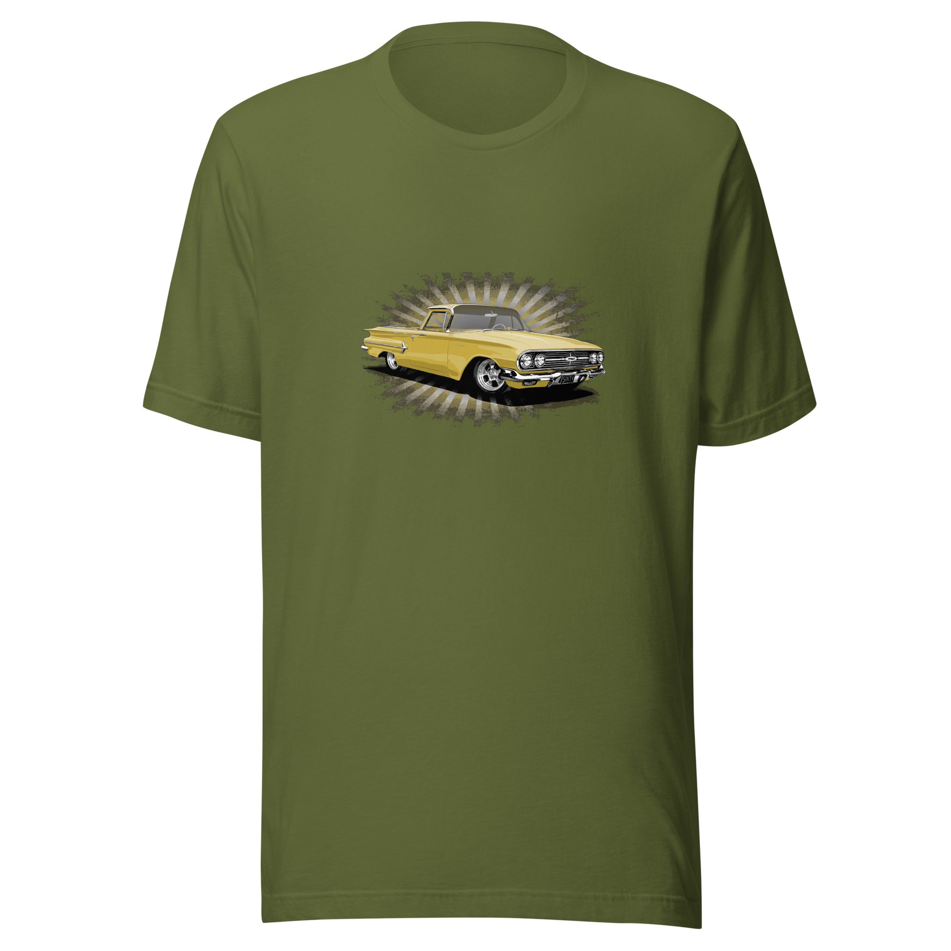 Classic truck shirt featuring Yellow 1960 Chevy El Camino - Unisex Jersey Tee with 60 Chevrolet Truck