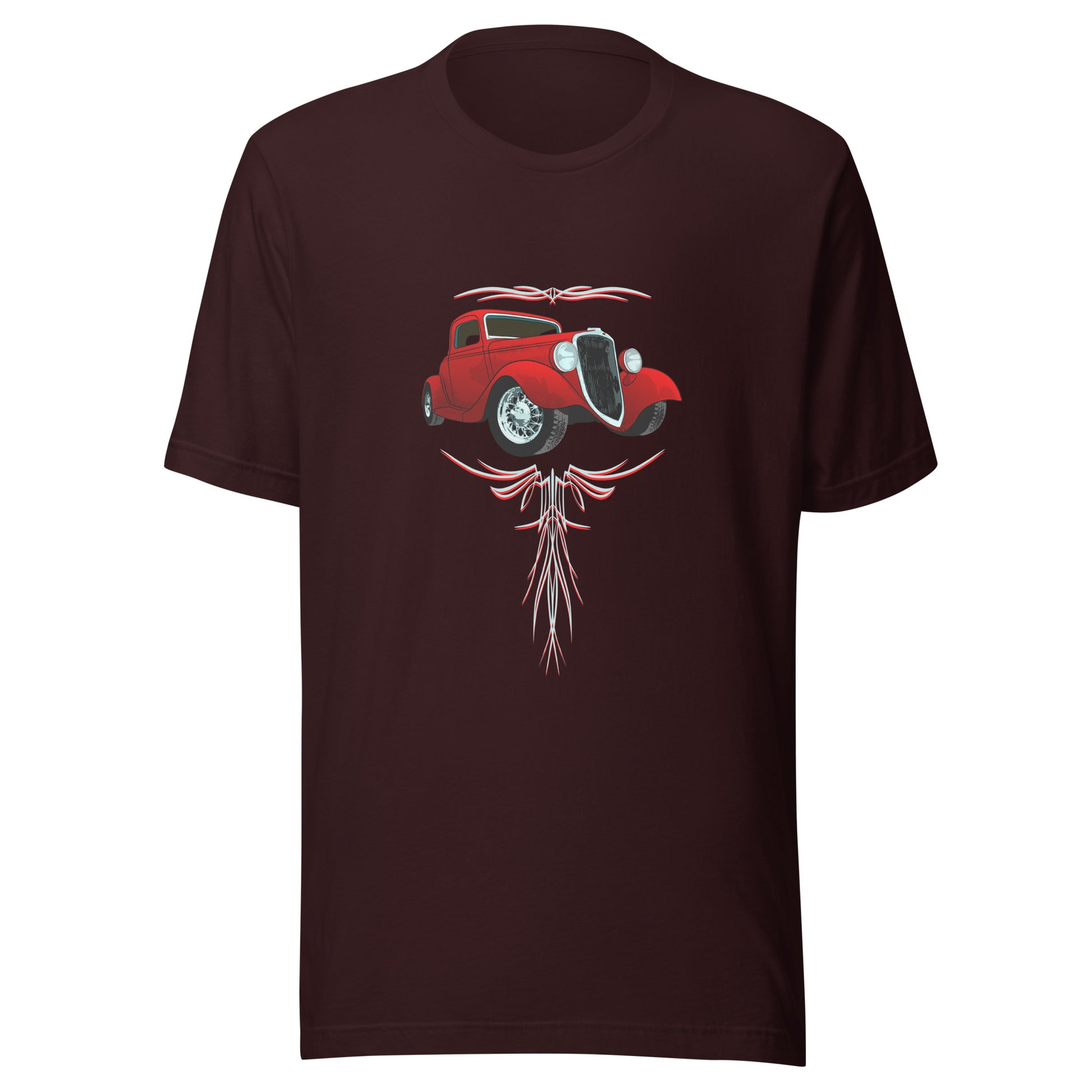 Classic car shirt featuring a Red 34 Ford Hot Rod, 30's Street Rod with Pinstripes