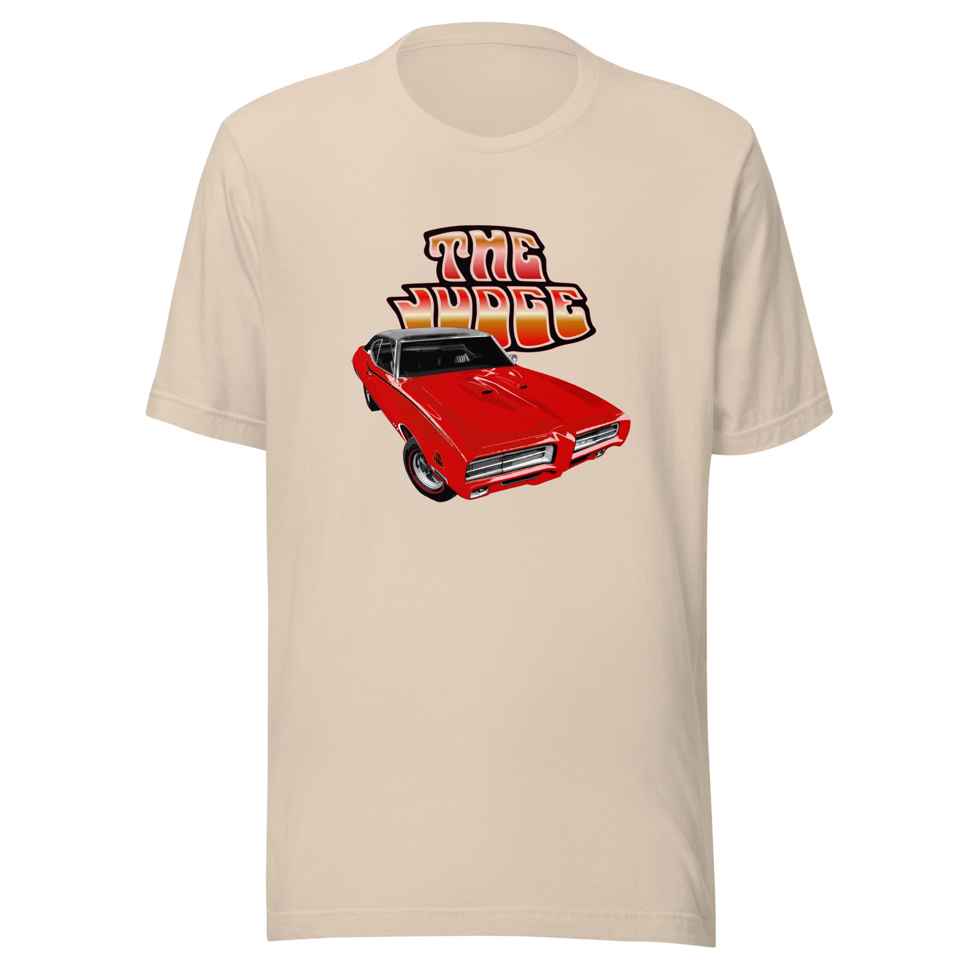 Classic car shirt depicting a red 69 Pontiac GTO Judge - Unisex T-shirt - 1969 muscle car