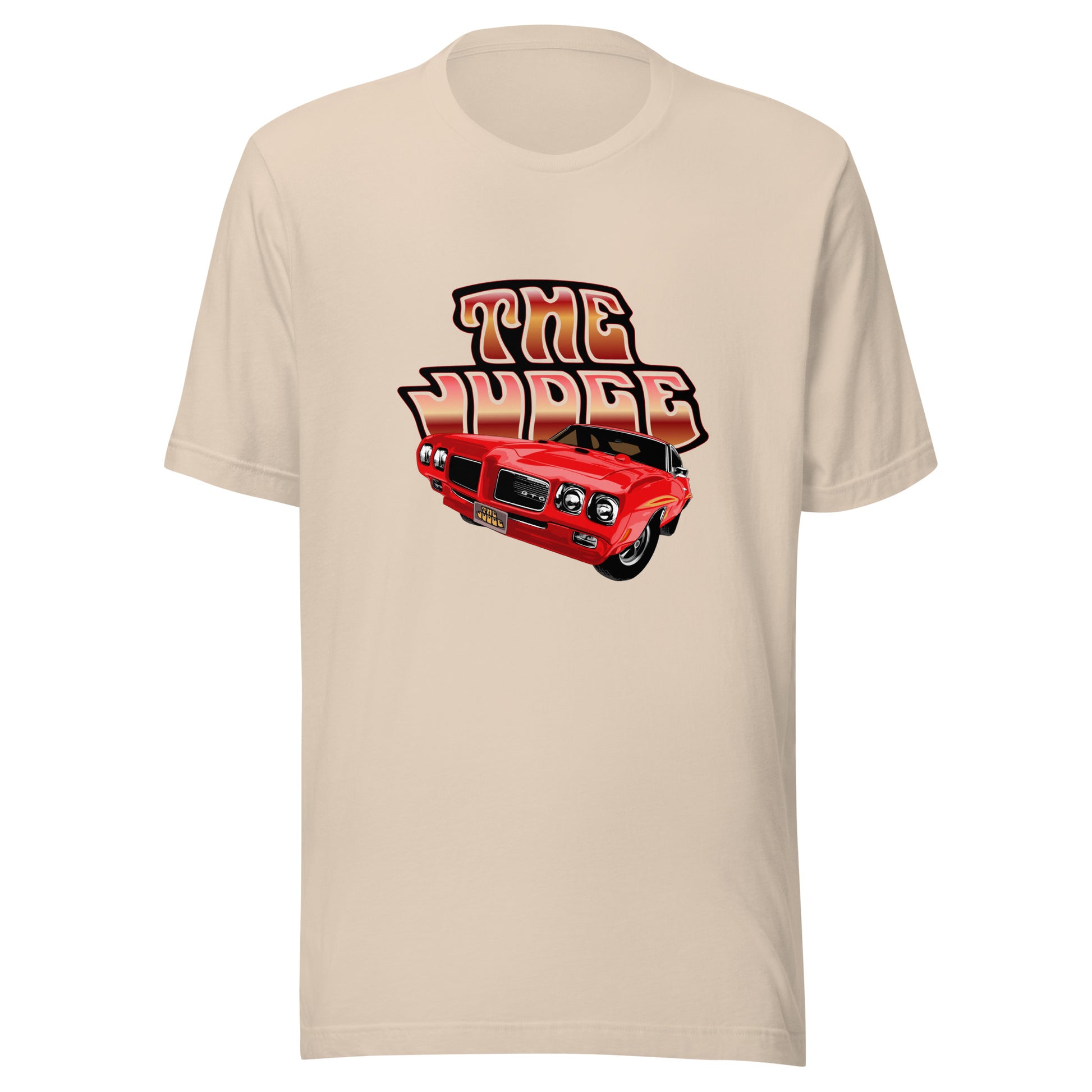 Classic car shirt featuring red 1970 Pontiac GTO Judge - Unisex T-shirt - 70 muscle car