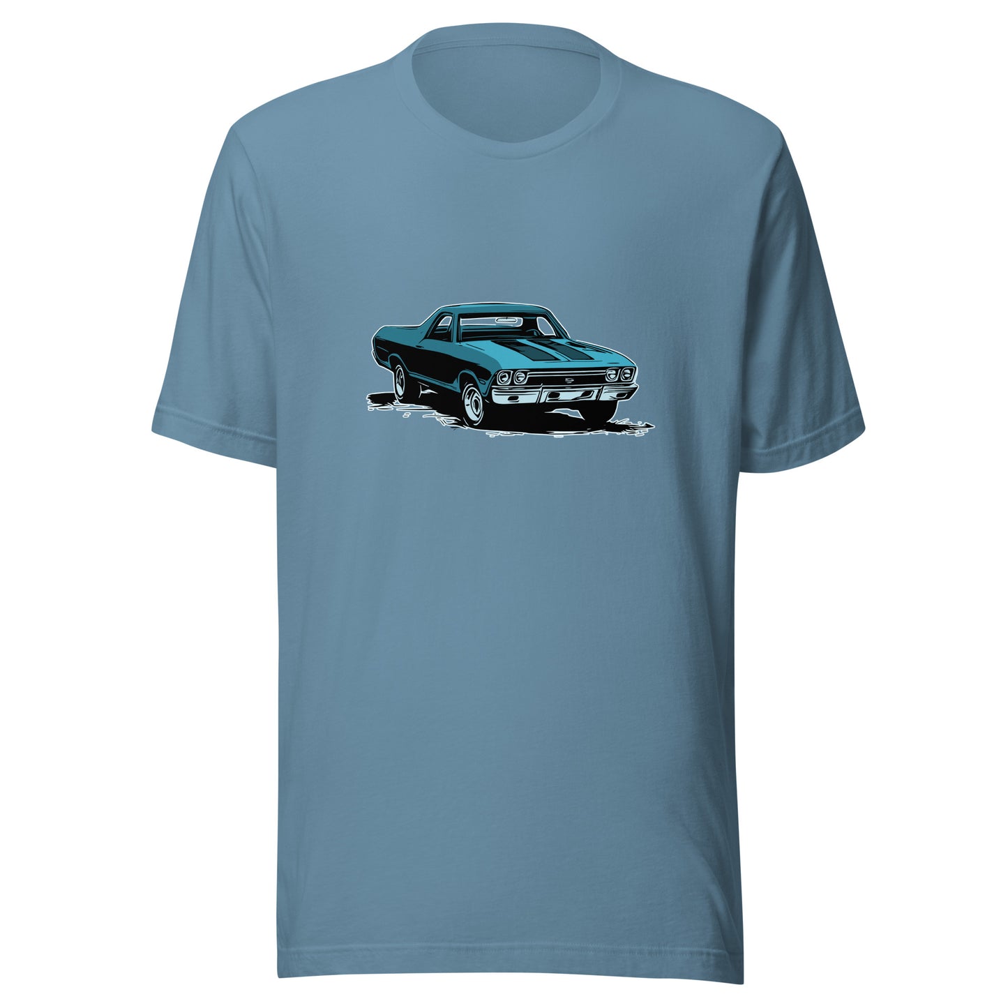 Classic car shirt featuring blue 68 El Camino - Unisex Jersey Tee - 1968 Chevy truck