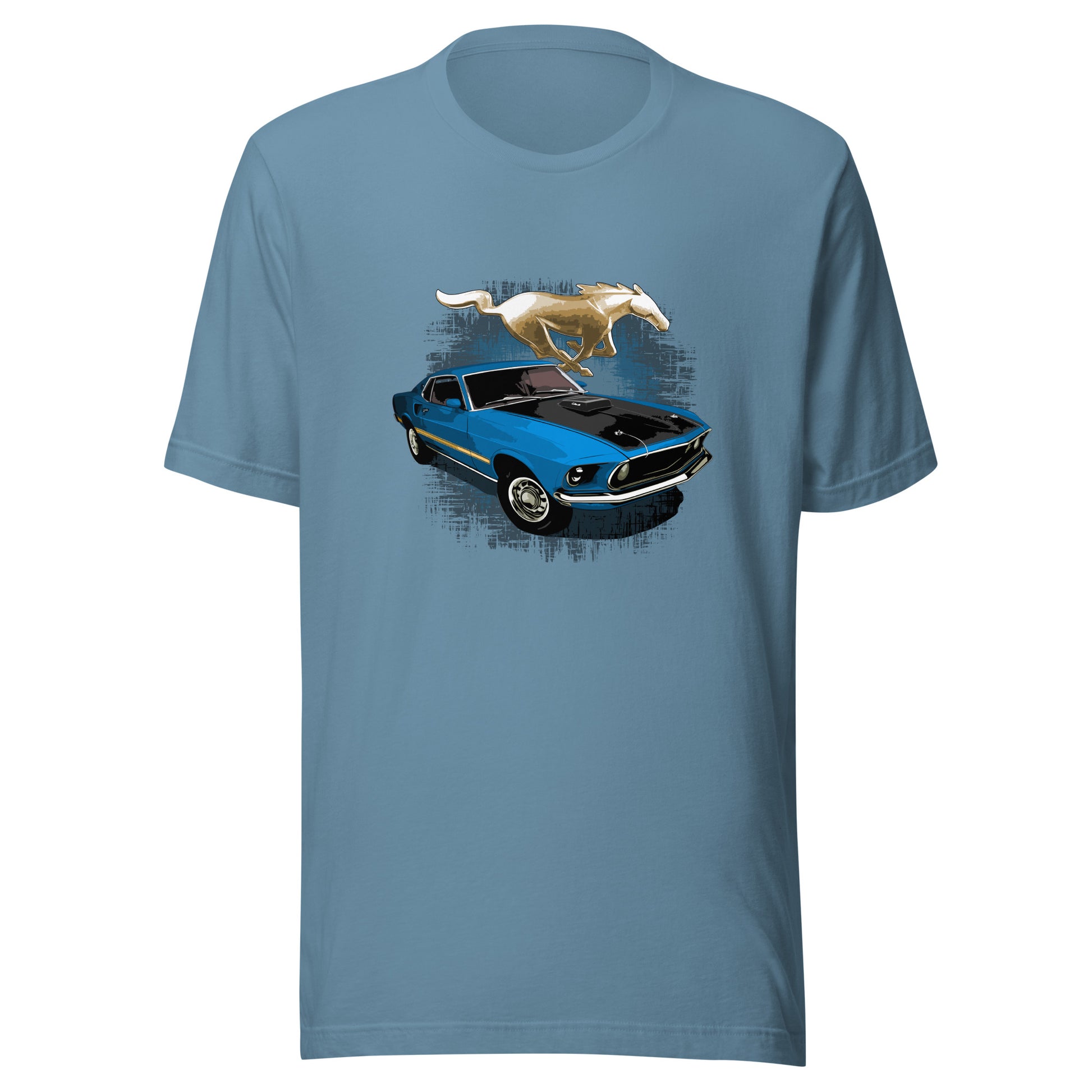 Classic car shirt with Blue 1969 Mustang Mach 1 - Muscle Car Unisex t-shirt with 69 Mach 1 Ford