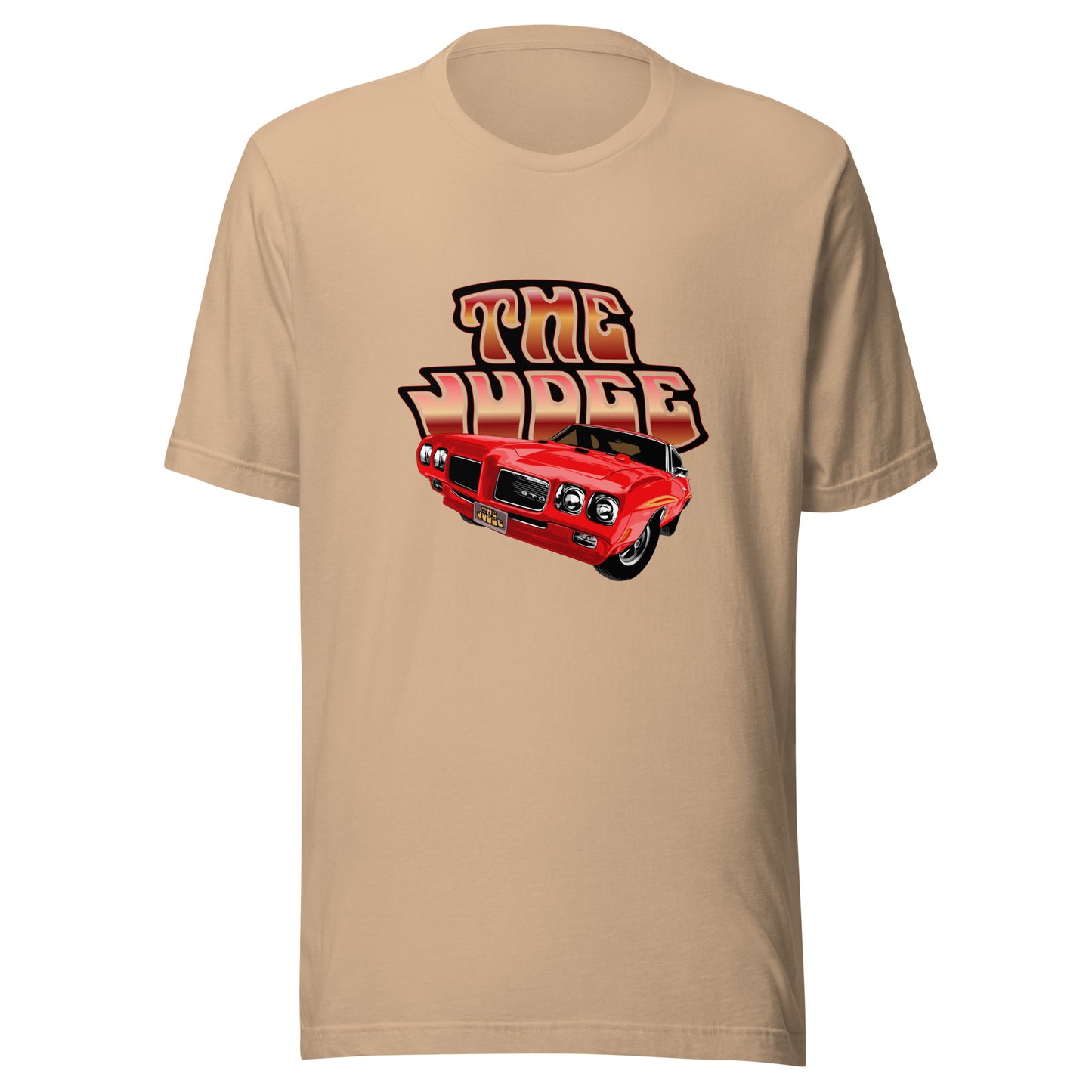 Classic car shirt featuring red 1970 Pontiac GTO Judge - Unisex T-shirt - 70 muscle car