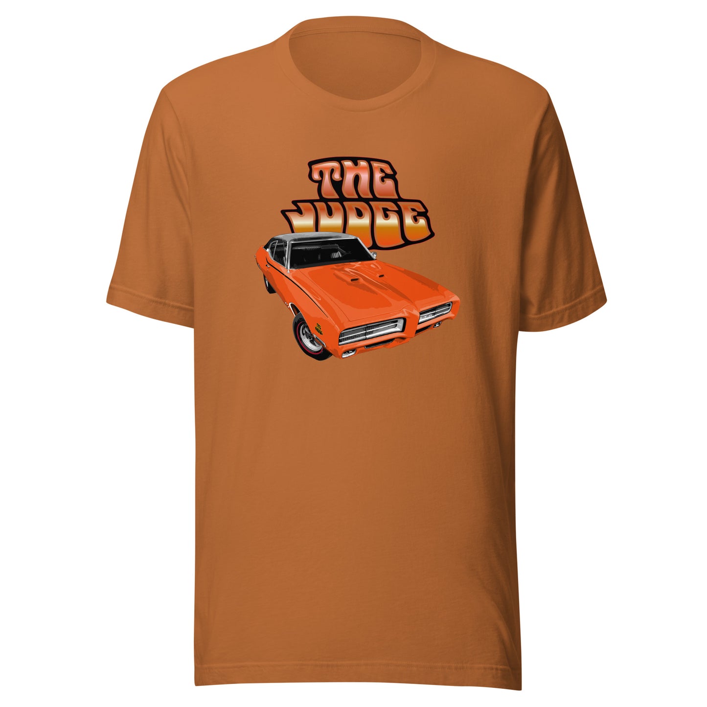 Classic car shirt featuring orange 69 Pontiac GTO Judge - Unisex T-shirt - 1969 muscle car