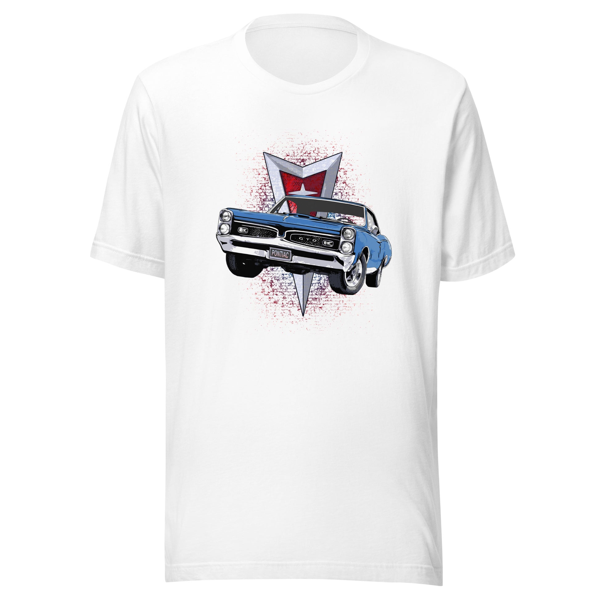 Classic car shirt featuring a blue 1967 Pontiac GTO - Unisex T-shirt - 60's muscle car