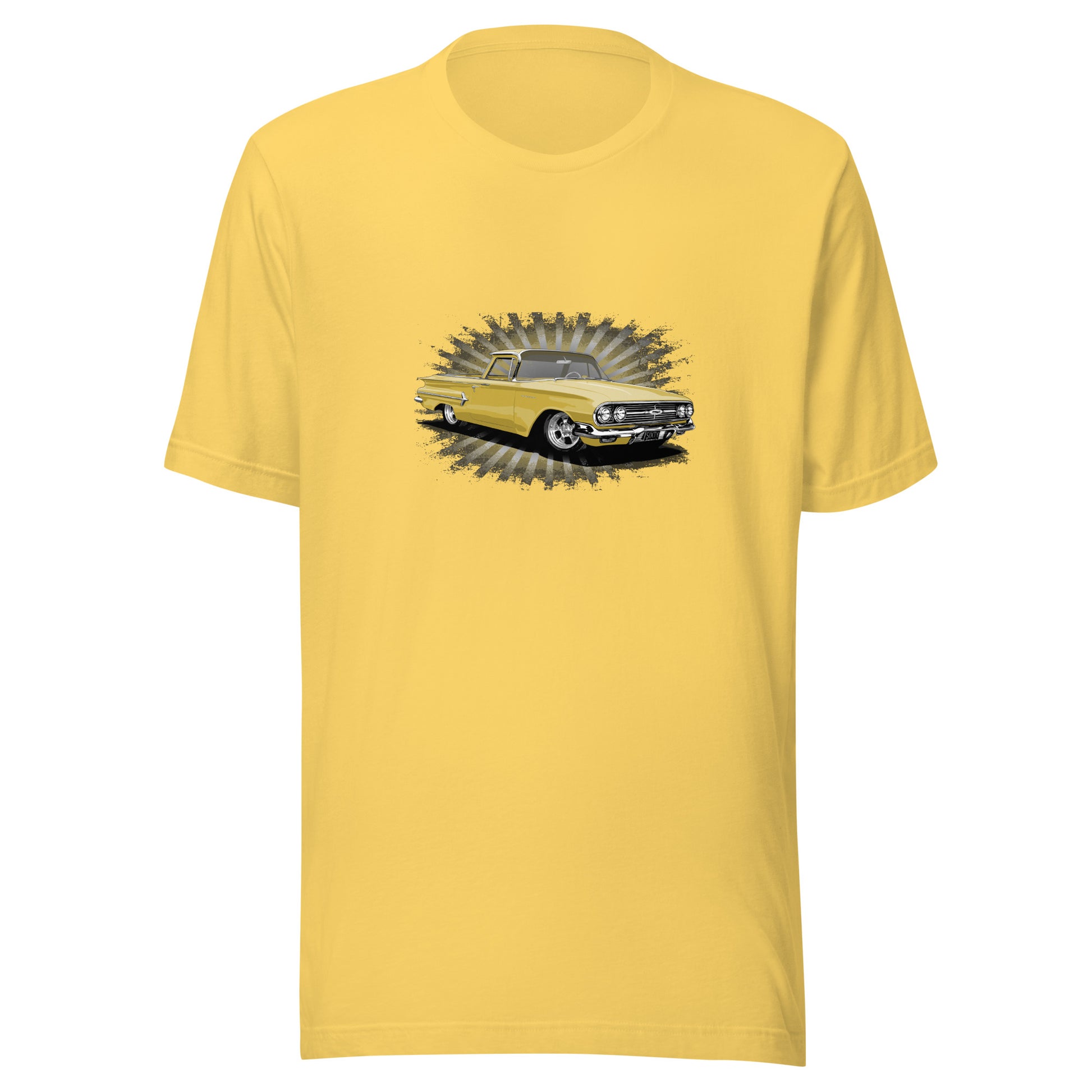 Classic truck shirt featuring Yellow 1960 Chevy El Camino - Unisex Jersey Tee with 60 Chevrolet Truck