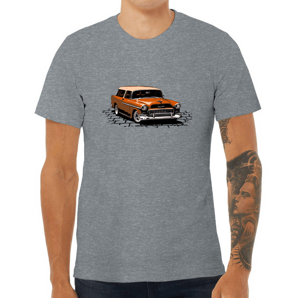 55 Chevy Nomad Unisex Jersey Tee, 1955 Chevrolet Bel Air Nomad hot rod bronze version zoeysgarage.net