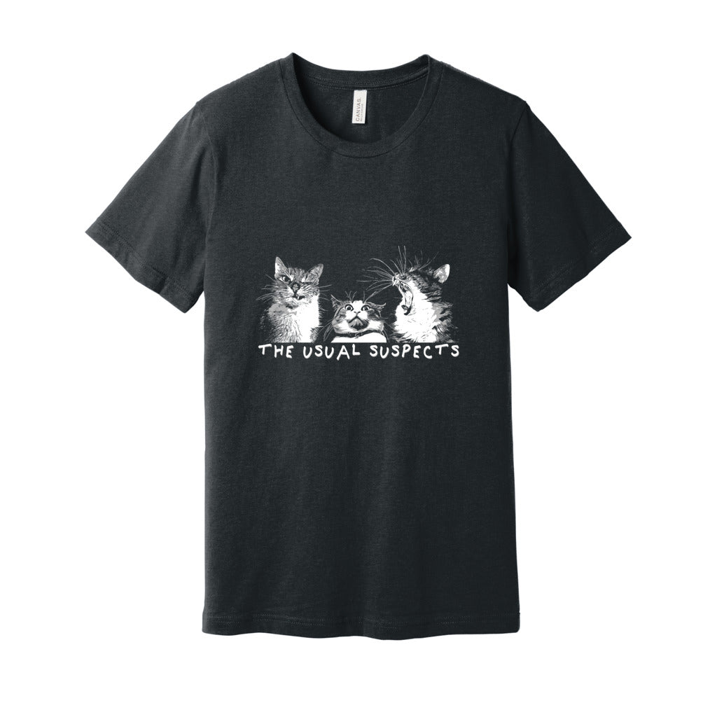 The Usual Suspects Unisex Jersey Tee, featuring Cat Mug Shot Trio