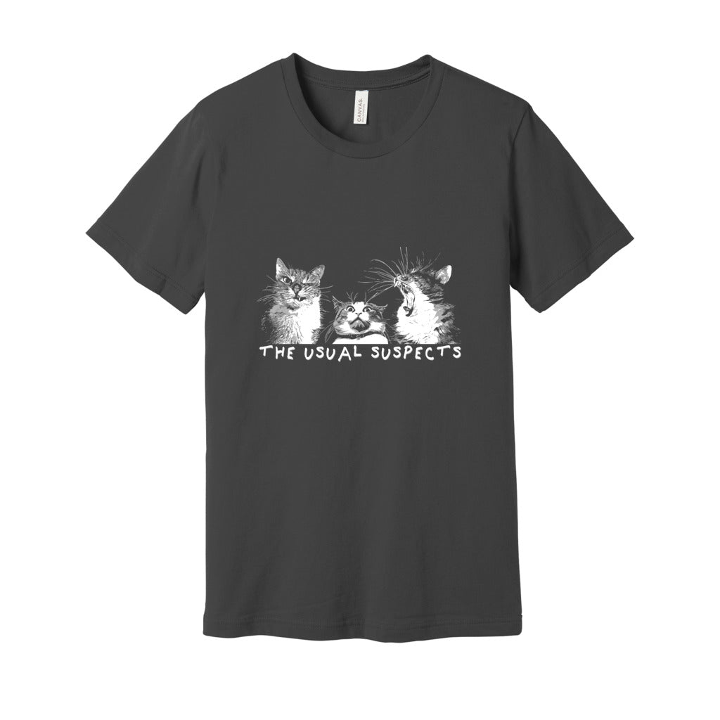 The Usual Suspects Unisex Jersey Tee, featuring Cat Mug Shot Trio