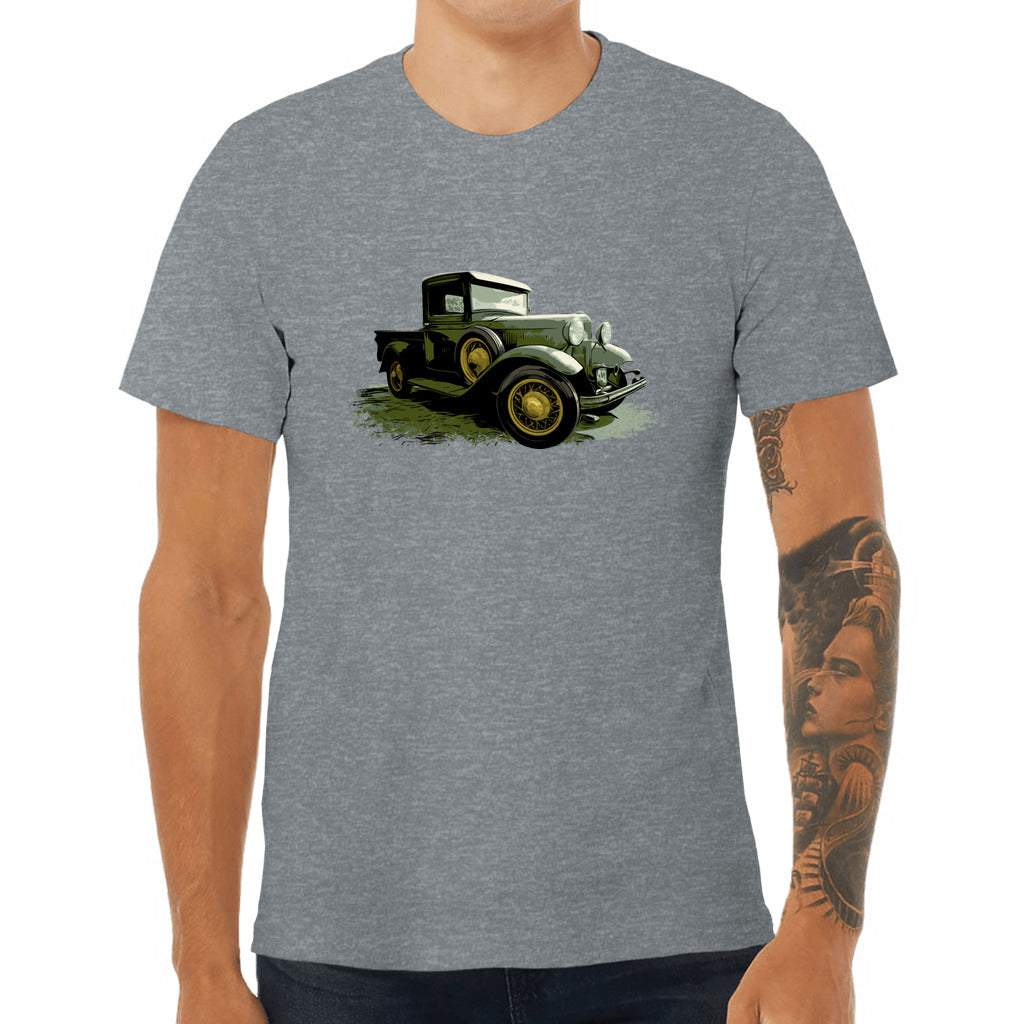 front_7Pumpkin Truck Unisex Jersey Tee featuring a Model A Ford truck with pumpkins