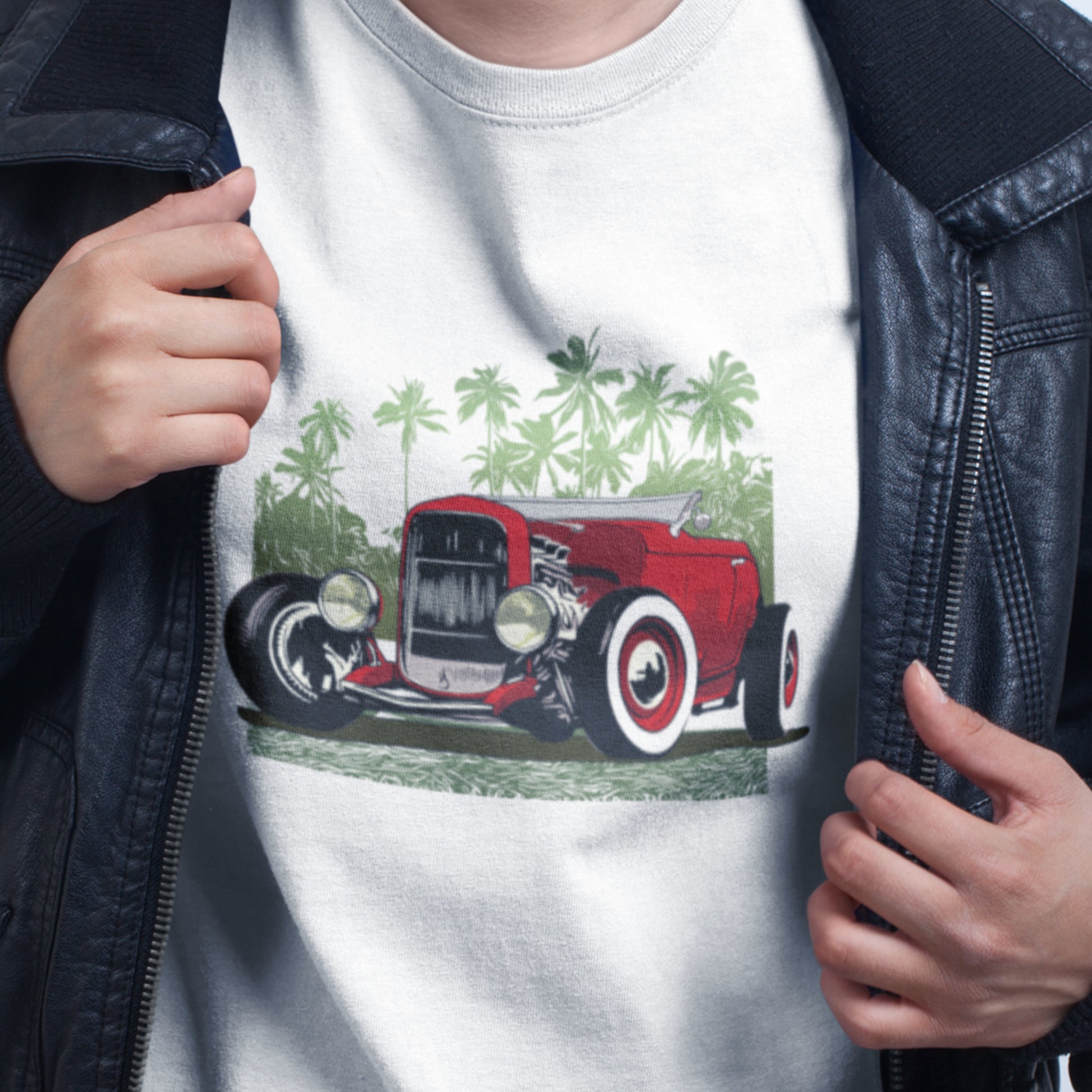 Classic 30's Hot Rod Unisex Jersey Tee Red/Green version