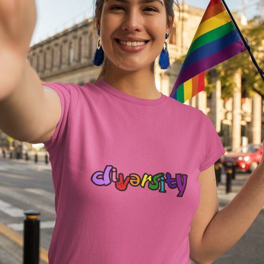 Celebrating Diversity Women's Relaxed T-Shirt with rainbow colors