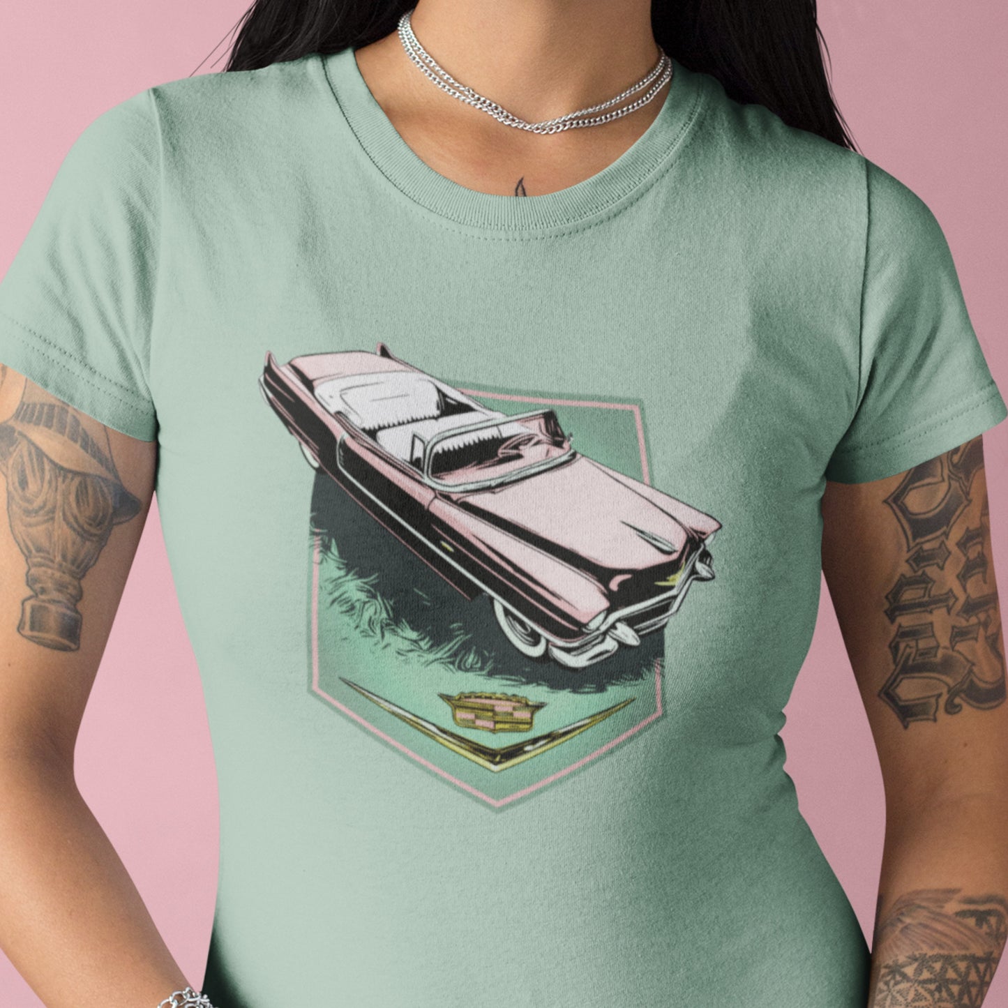 56 Pink Cadillac Unisex t-shirt, 1956 Caddy series 62