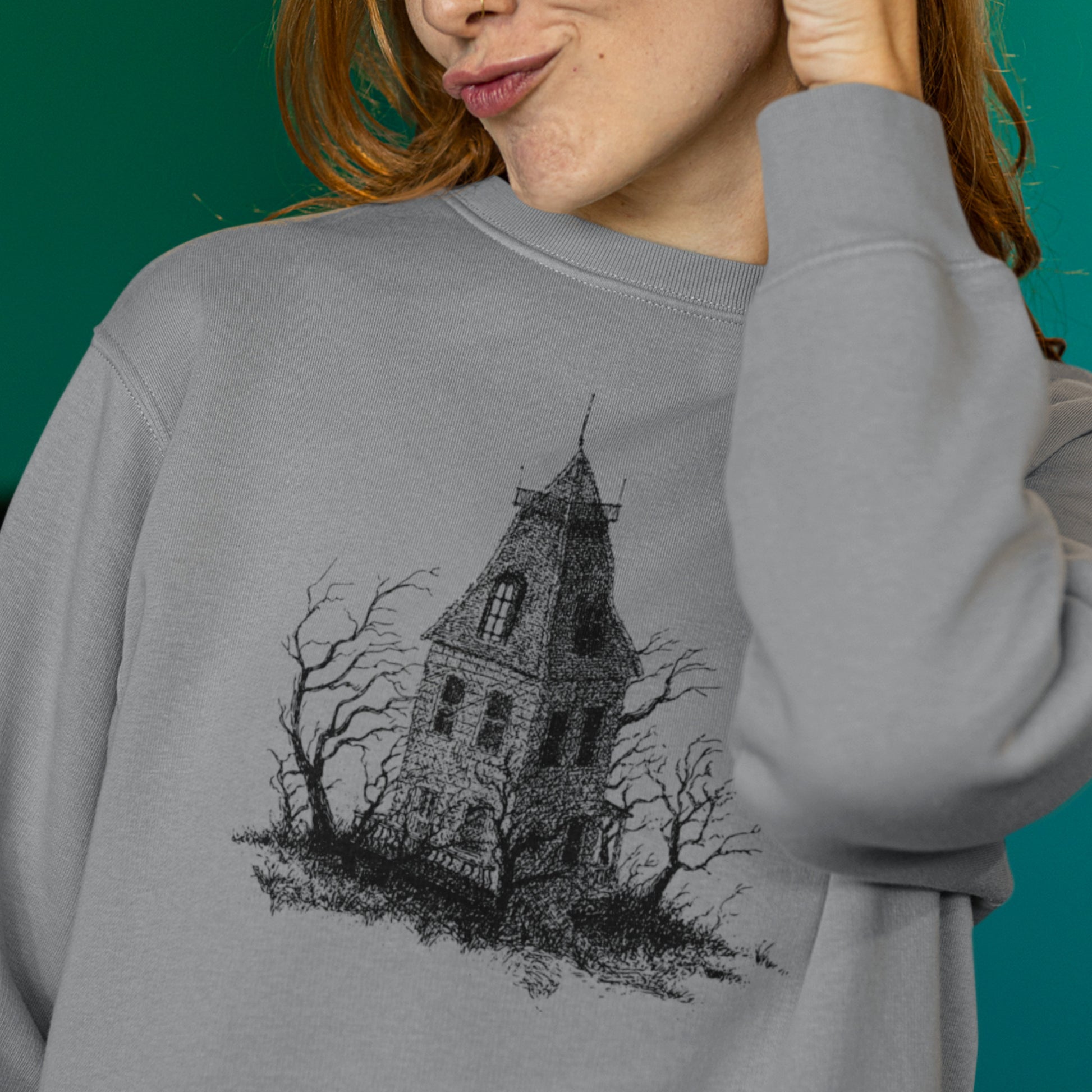 Creepy Haunted House Unisex Heavy Blend Crewneck Sweatshirt, light version,