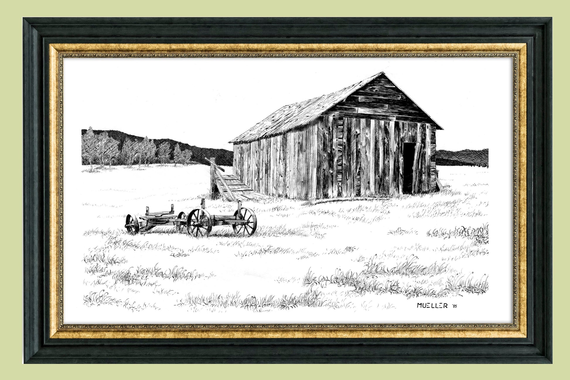 Abandoned Montana Barn Pen and Ink Drawing Wall Art, 8.5" x 12" Unframed, Original hand drawn artwork