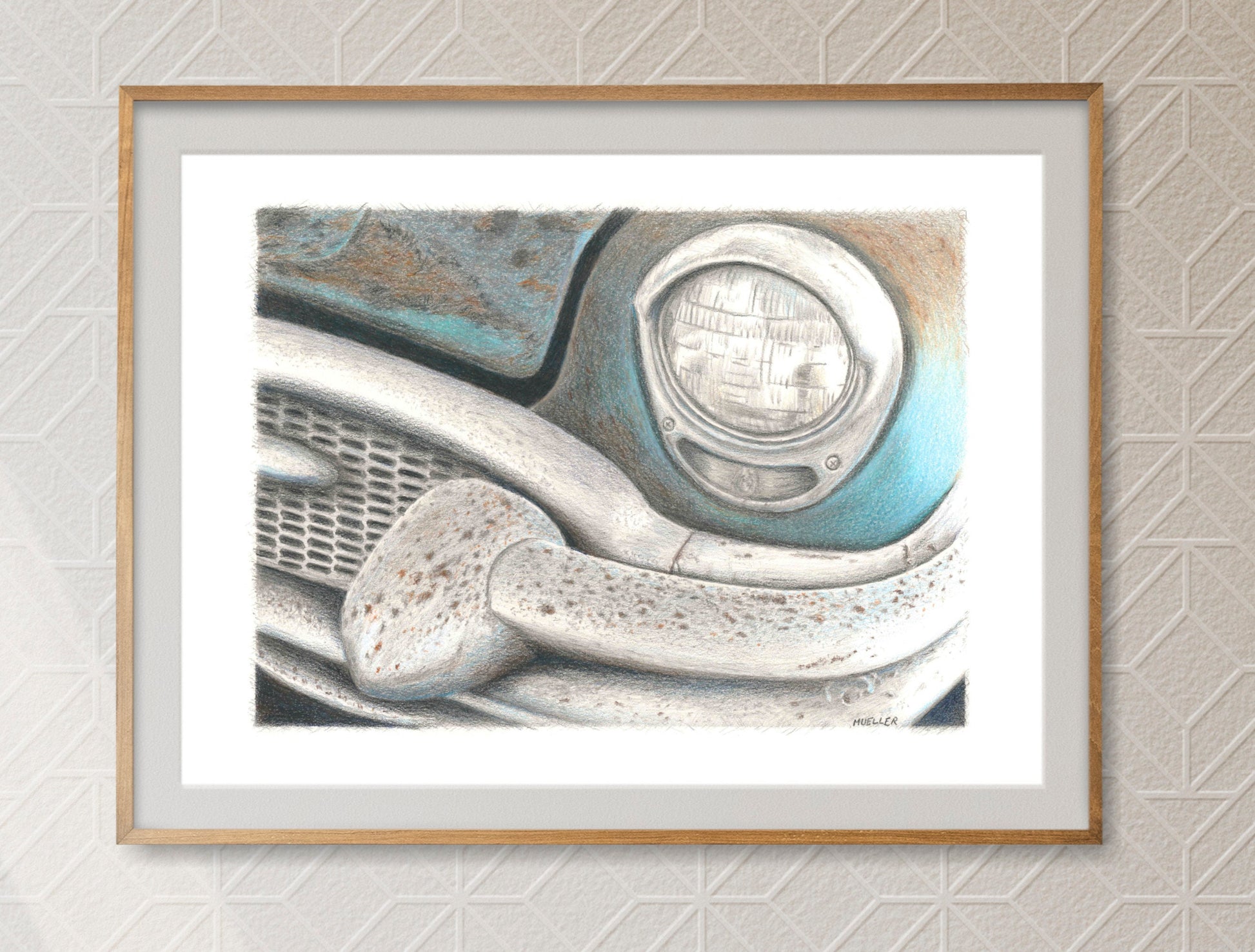 Rusty 55 Buick Roadmaster Color Pencil Drawing Wall Art, 8" x 11" Unframed, Original hand drawn artworkRusty 55 Buick Roadmaster Color Pencil Drawing Wall Art, 8" x 11" Unframed, Original hand drawn artwork