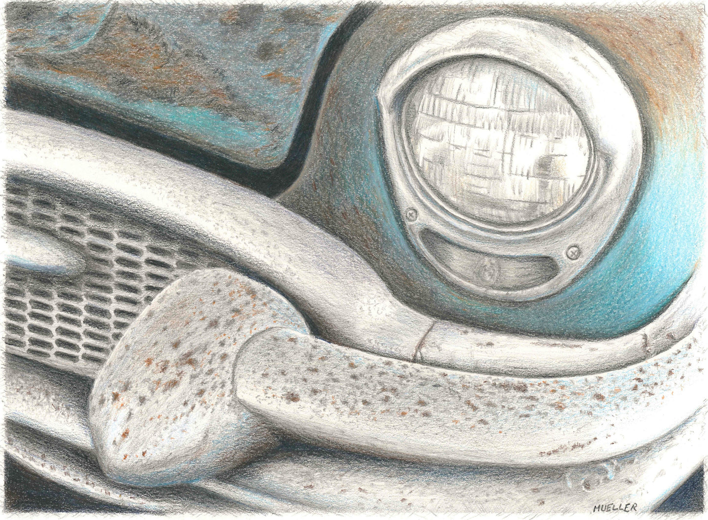 Rusty 55 Buick Roadmaster Color Pencil Drawing Wall Art, 8" x 11" Unframed, Original hand drawn artworkRusty 55 Buick Roadmaster Color Pencil Drawing Wall Art, 8" x 11" Unframed, Original hand drawn artwork