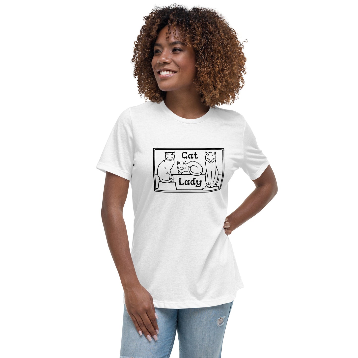 Cat Lady - Women's Relaxed T-Shirt with cats - light shirt version