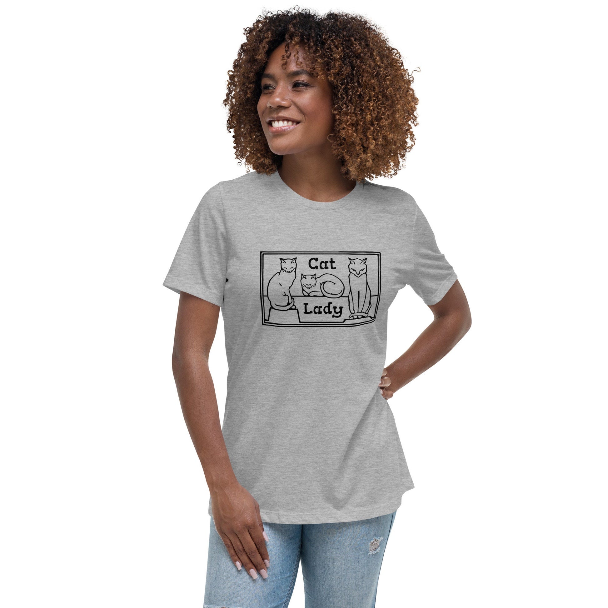 Cat Lady - Women's Relaxed T-Shirt with cats - light shirt version