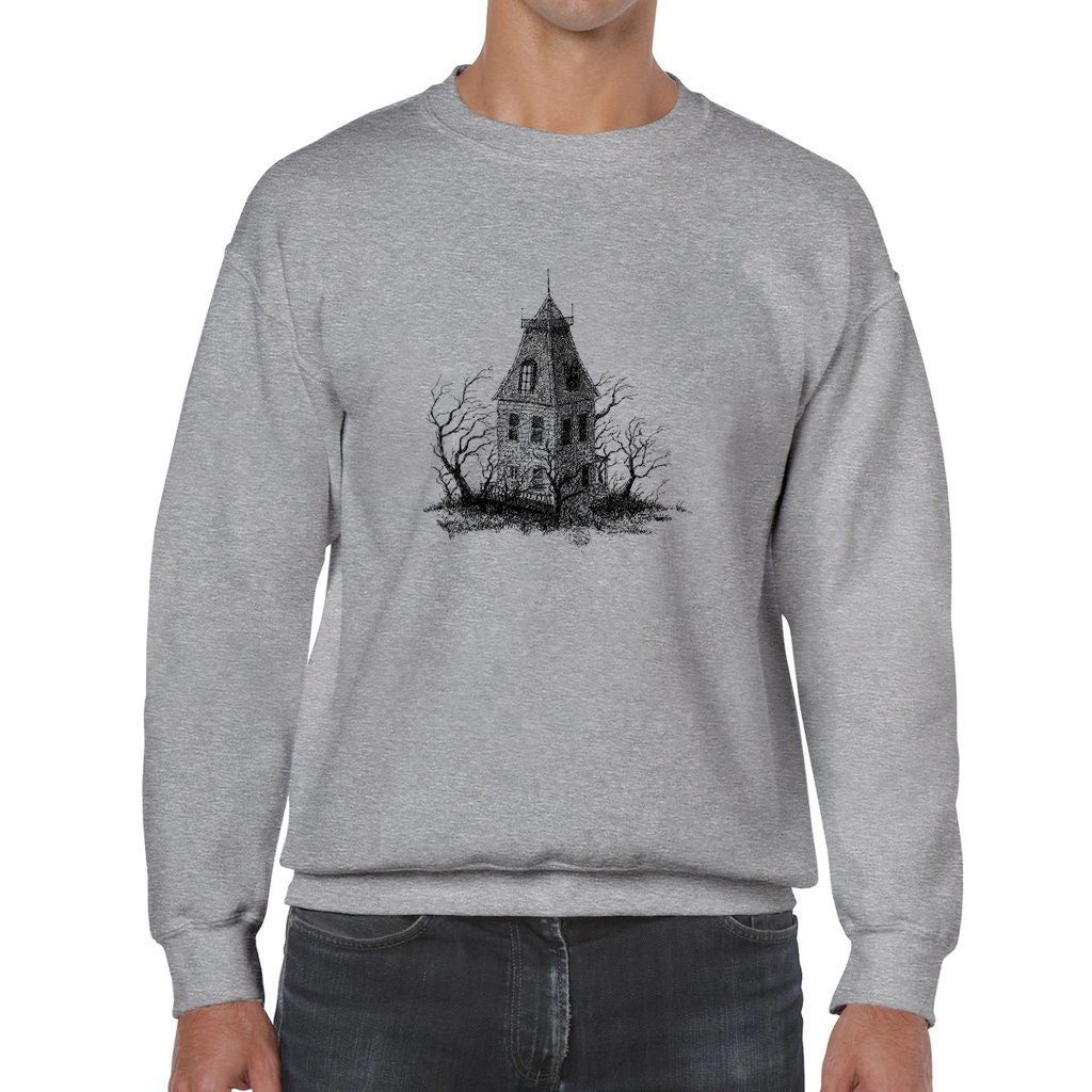 Creepy Haunted House Unisex Heavy Blend Crewneck Sweatshirt, light version,