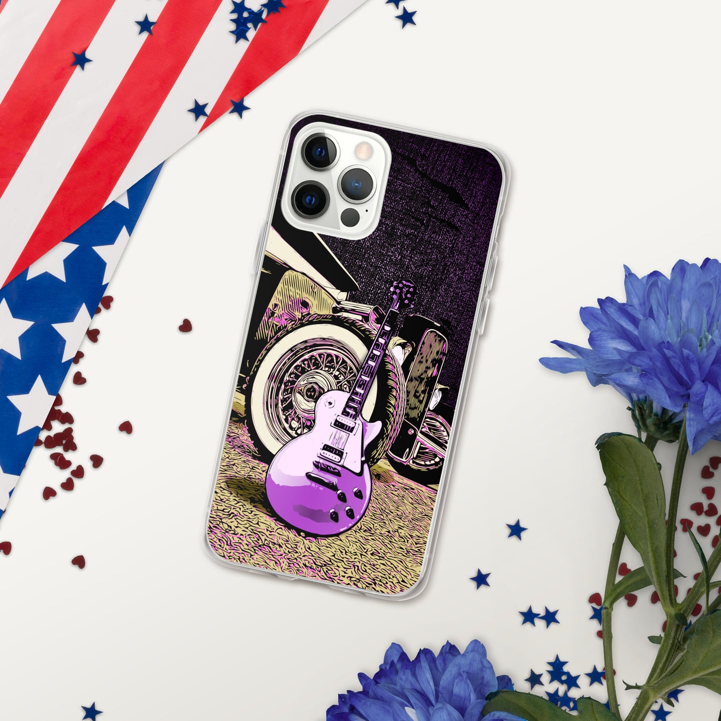 Rock n Roll Hot Rod iPhone Case, Guitar with Classic hot rod, original design.