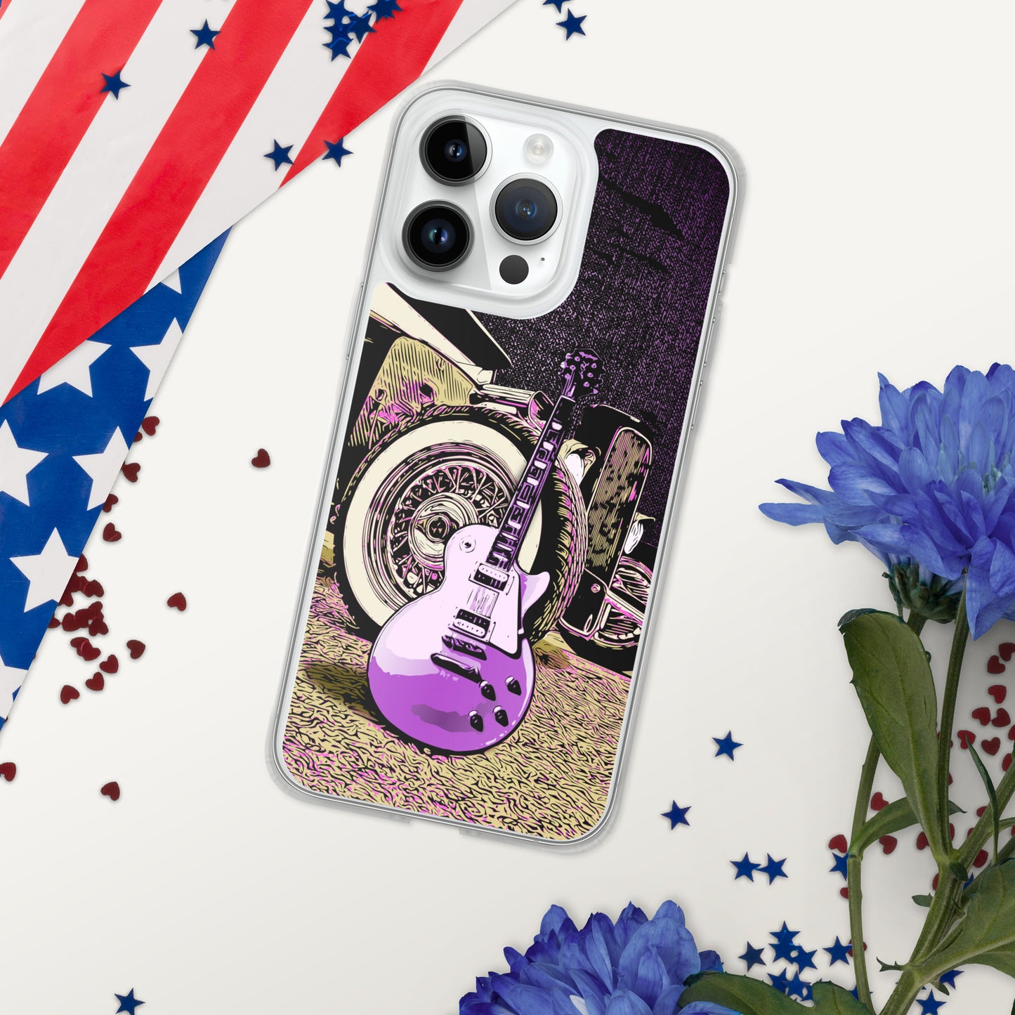 Rock n Roll Hot Rod iPhone Case, Guitar with Classic hot rod, original design.