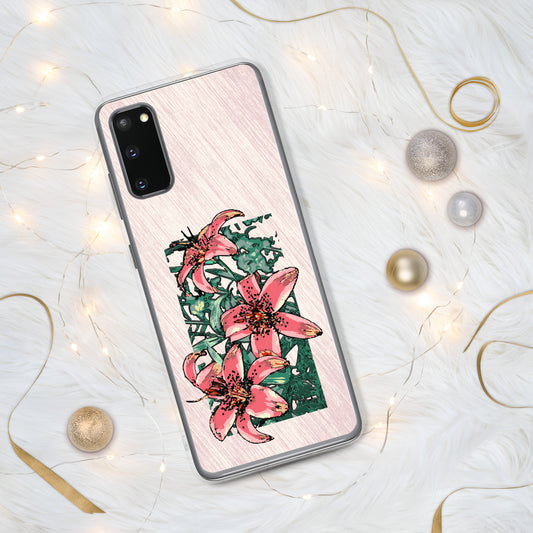 Pink Lilies Samsung Case for S20, S21, S22 models - Original Floral Design