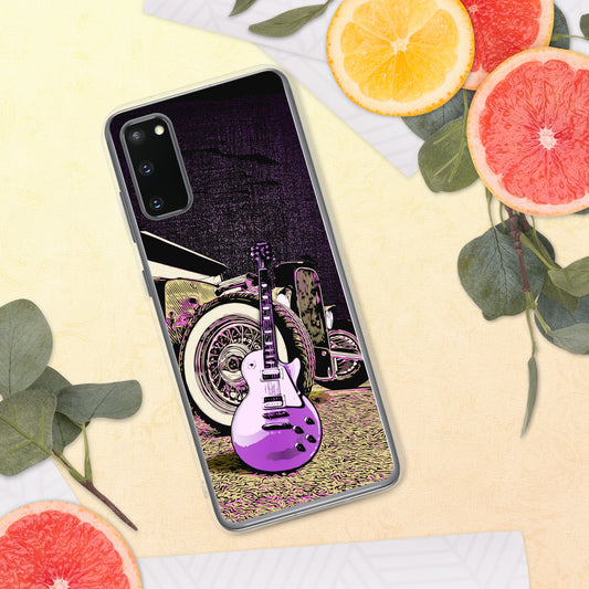 Rock n Roll Hot Rod Samsung Case for S20, S21, S22 models, featuring Guitar with Classic hot rod, original design.