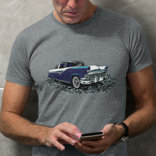 56 Ford Crown Victoria Unisex Jersey Tee , original design 1956 blue and white Crown Vic zoeysgarage.net